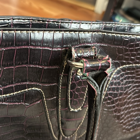 Leather large tote, bag animal print from the bottom cross is 17 inches - Picture 4 of 9